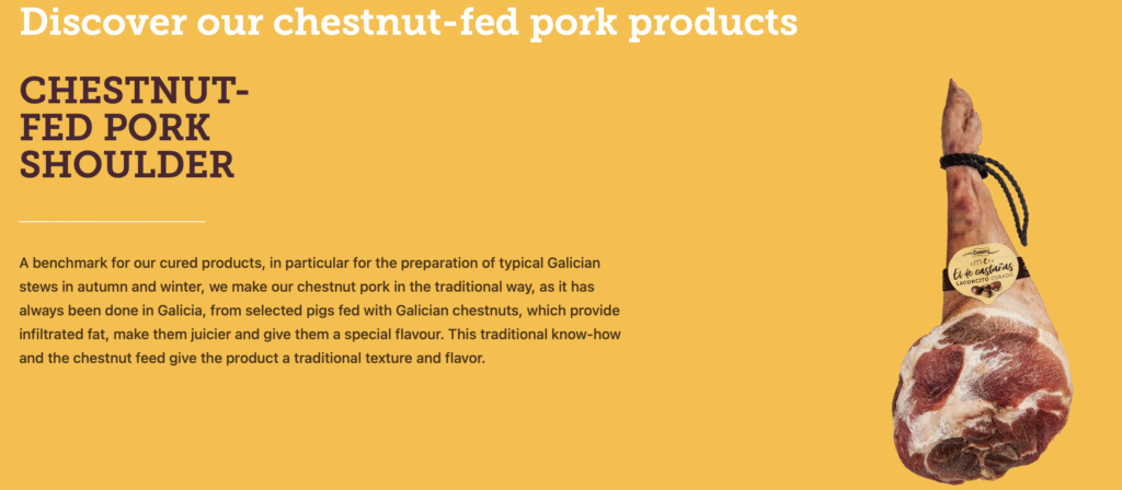 chestnut-fed pork products
